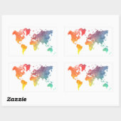 WERELDKAART 5 RECHTHOEKIGE STICKER (Vel)