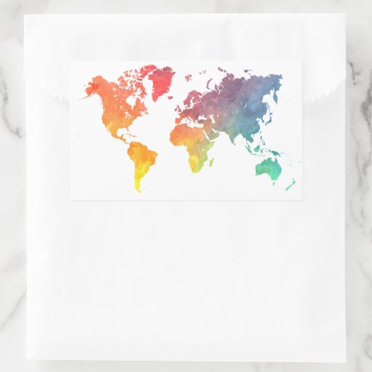 WERELDKAART 5 RECHTHOEKIGE STICKER (Tas)