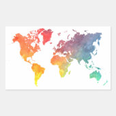WERELDKAART 5 RECHTHOEKIGE STICKER (Voorkant)