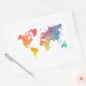 WERELDKAART 5 RECHTHOEKIGE STICKER (Envelop)