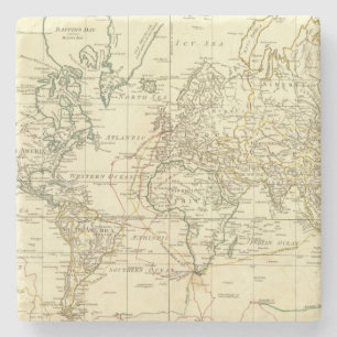 wereldkaart 5 stenen onderzetter