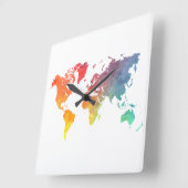 wereldkaart 5 vierkante klok (Hoek)