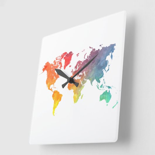 wereldkaart 5 vierkante klok (Hoek)