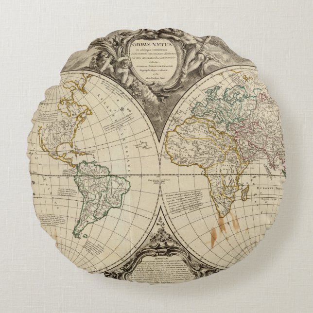 wereldkaart 8 rond kussen (Voorkant)