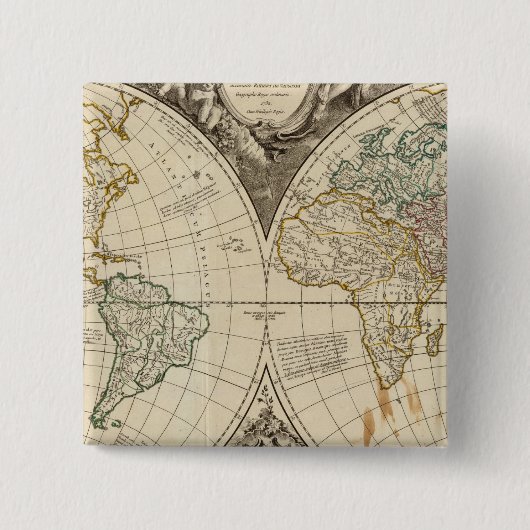 wereldkaart 8 vierkante button 5,1 cm (Voorkant)