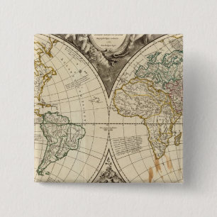 wereldkaart 8 vierkante button 5,1 cm
