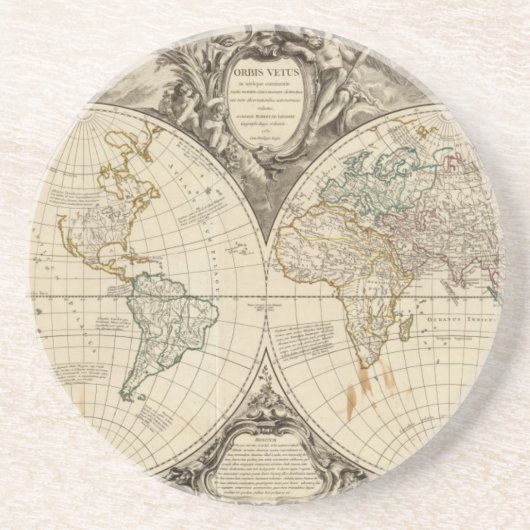 wereldkaart 8 zandsteen onderzetter (Voorkant)