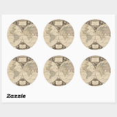 WERELDKAART 9 RONDE STICKER (Vel)