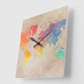 WERELDKAART 9 VIERKANTE KLOK (Hoek)