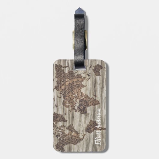 Wereldkaart aangepaste bagagelabel (Achterkant verticaal)