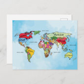 Wereldkaart Aankondigingskaart (Voorkant / Achterkant)
