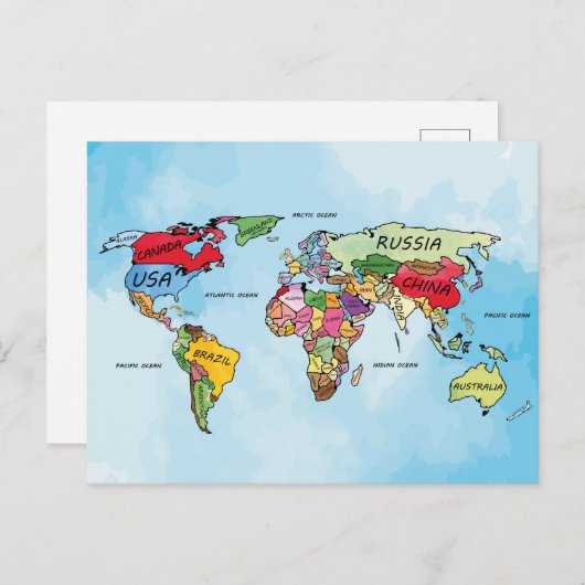 Wereldkaart Aankondigingskaart (Voorkant / Achterkant)