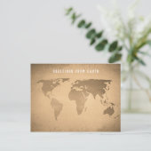  wereldkaart, aardevoeringen briefkaart (Staand voorkant)