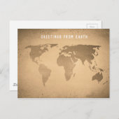  wereldkaart, aardevoeringen briefkaart (Voorkant / Achterkant)