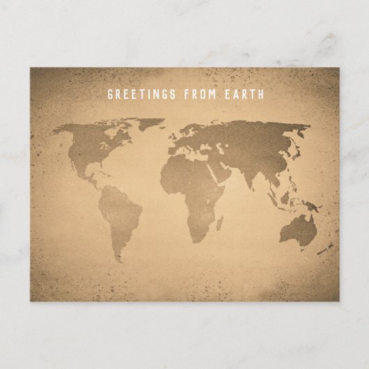  wereldkaart, aardevoeringen briefkaart (Voorkant)