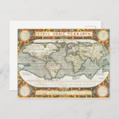  Wereldkaart Abraham Ortelius 1587-1595 Briefkaart (Voorkant / Achterkant)