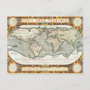 Wereldkaart Abraham Ortelius 1587-1595 Briefkaart