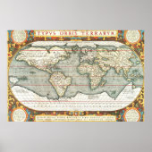  Wereldkaart Abraham Ortelius 1587-1595 Poster (Voorkant)