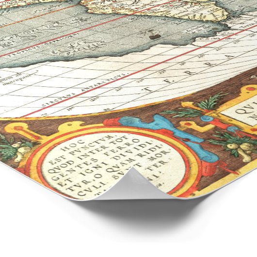  Wereldkaart Abraham Ortelius 1587-1595 Poster (Hoek)