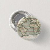 Wereldkaart Abraham Ortelius 1587-1595 Ronde Button 3,2 Cm (Voorkant /achterkant)