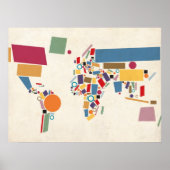 Wereldkaart Abstract Poster (Voorkant)