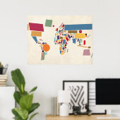 Wereldkaart Abstract Poster (Thuiskantoor)