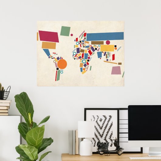 Wereldkaart Abstract Poster (Thuiskantoor)
