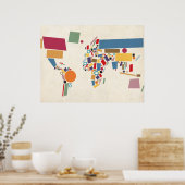 Wereldkaart Abstract Poster (Keuken)