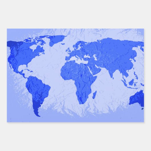 Wereldkaart Abstract Reiziger Roze Groen Blauw Inpakpapier Vel (Voorkant 3)