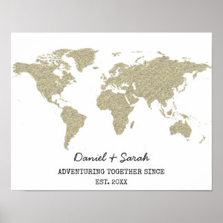 wereldkaart abstracte kunst poster