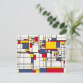 Wereldkaart Abstracte Mondrian Style Briefkaart (Staand voorkant)