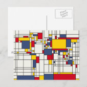 Wereldkaart Abstracte Mondrian Style Briefkaart (Voorkant / Achterkant)