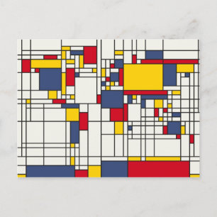 Wereldkaart Abstracte Mondrian Style Briefkaart