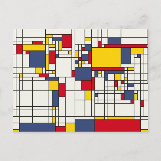 Wereldkaart Abstracte Mondrian Style Briefkaart (Voorkant)
