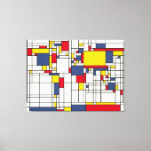 Wereldkaart Abstracte Mondrian Style Canvas Afdruk (Voorkant)