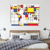 Wereldkaart Abstracte Mondrian Style Canvas Afdruk (Insitu (Slaapkamer))