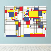 Wereldkaart Abstracte Mondrian Style Canvas Afdruk (Insitu (Houten vloer))