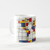 wereldkaart Abstracte Mondrian Style Koffiemok (Voorkant links)