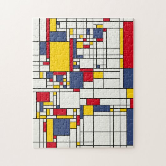 wereldkaart Abstracte Mondrian Style Legpuzzel (Verticaal)