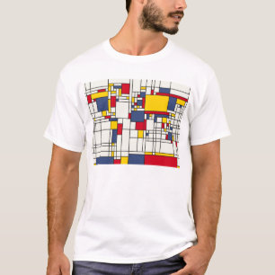 wereldkaart Abstracte Mondrian Style T-shirt