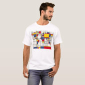 wereldkaart Abstracte Mondrian Style T-shirt (Voorkant volledig)