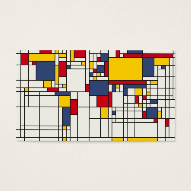 Wereldkaart Abstracte Mondrian Style Visitekaartjes (Voorkant)