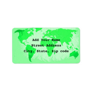 Wereldkaart Abstracte Neon Green Artsy Traveler 20 Etiket