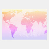 Wereldkaart Abstracte reiziger Roze Paars Ombre Inpakpapier Vel (Voorkant 2)