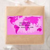 Wereldkaart Abstracte roze Paarse tekenreiziger Aa Etiket (Insitu)