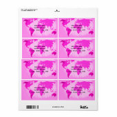 Wereldkaart Abstracte roze Paarse tekenreiziger Aa Etiket (Full Sheet)