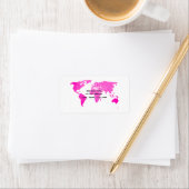 Wereldkaart Abstracte roze Paarse Wit Kunstreizige Etiket (Insitu)