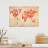 Wereldkaart, Action Painting Poster (Keuken)