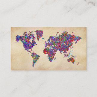 wereldkaart, Action Painting Visitekaartje