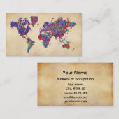 wereldkaart, Action Painting Visitekaartje (Voorkant / Achterkant)